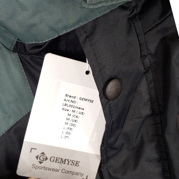 GEMYSE Men's M Mountain Waterproof Ski Snow Black Green WinterJacket - Picture 10 of 15